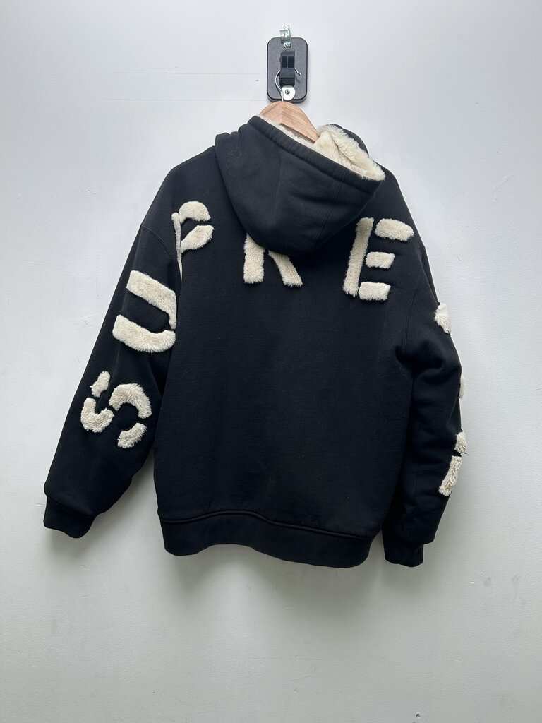 Preowned Supreme Faux lined Spellout Black Zip Size XL