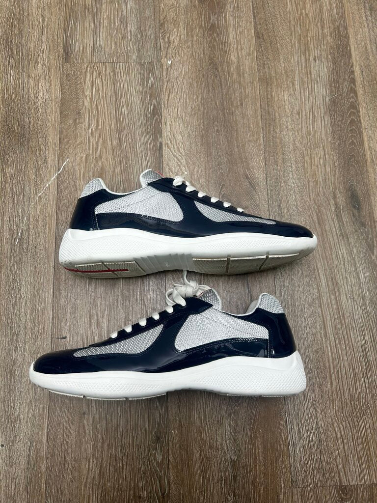 Preowned Prada Cups Navy Grey Patent Sz.11/13M