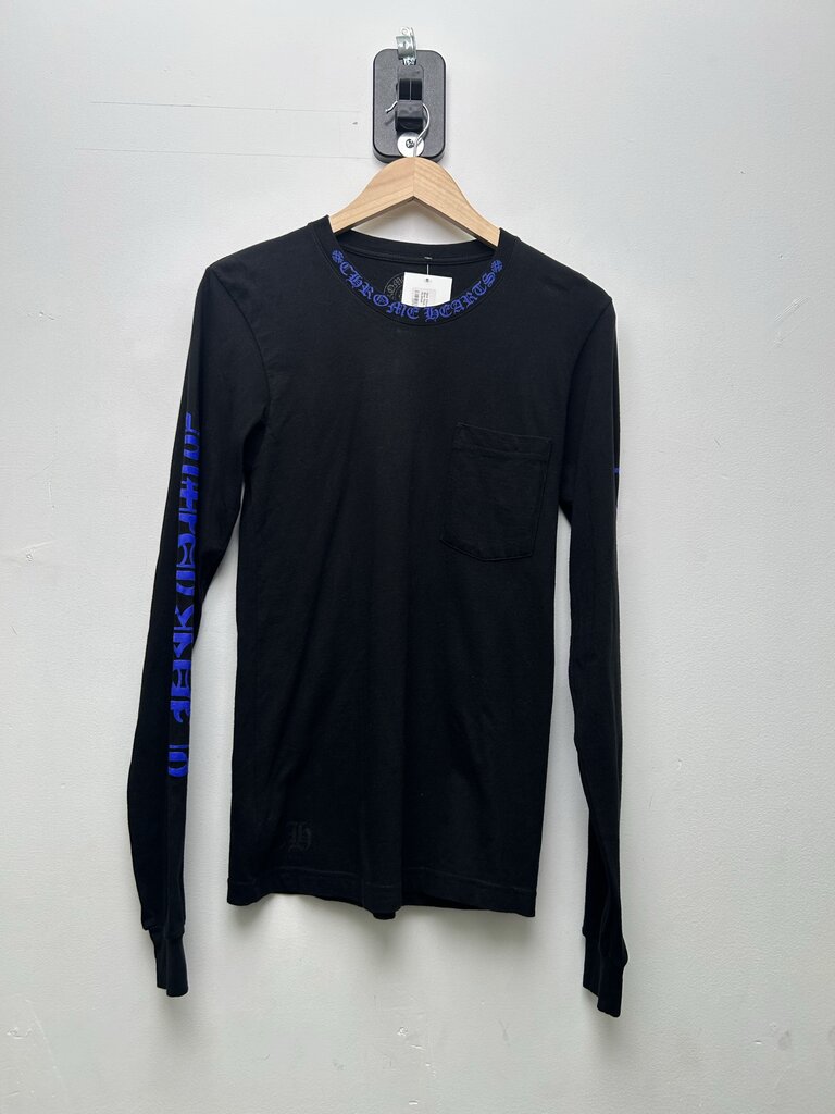 New Chrome Hearts Black Blue Neck Logo Longsleeve Sz.Small