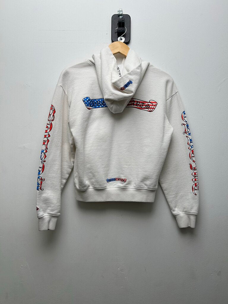 Preowned Chrome Hearts Matty Boy White American Flag Scroll Hoodie Sz.XS