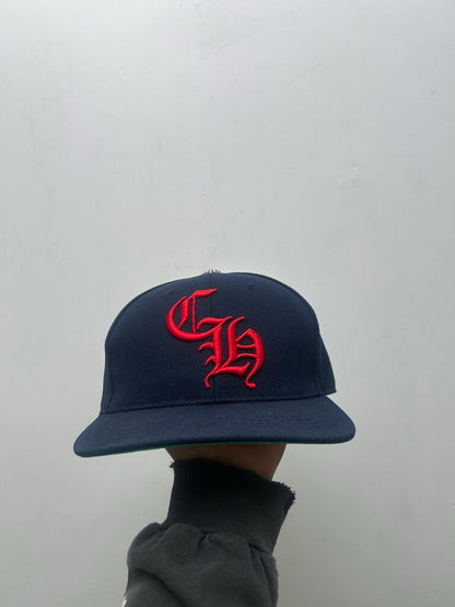 Preowned Chrome Hearts Navy Red CH Hat