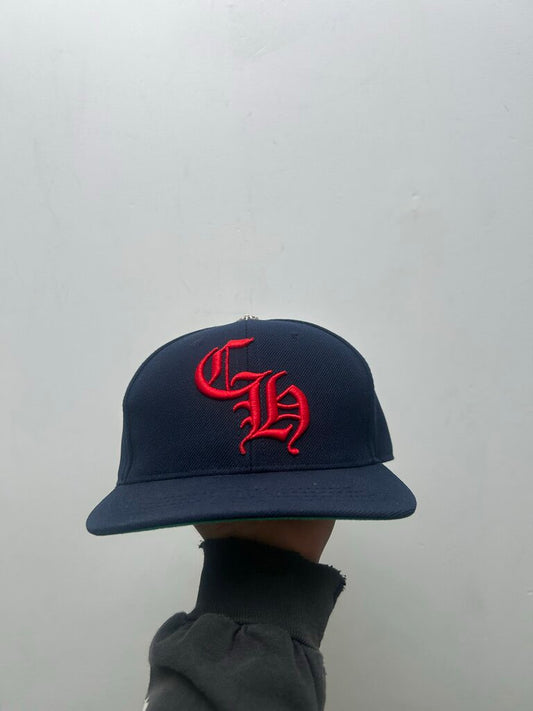 Preowned Chrome Hearts Navy Red CH Hat