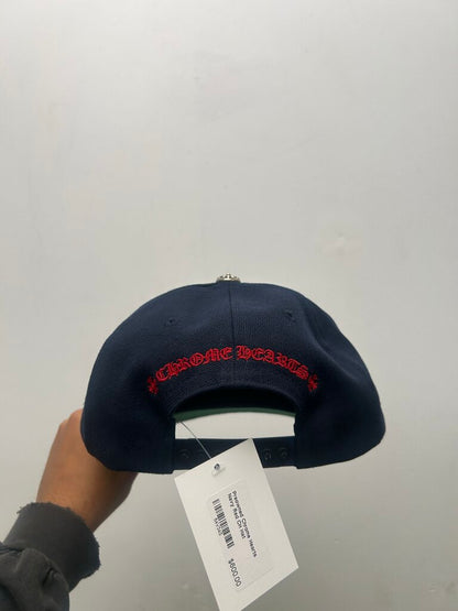 Preowned Chrome Hearts Navy Red CH Hat