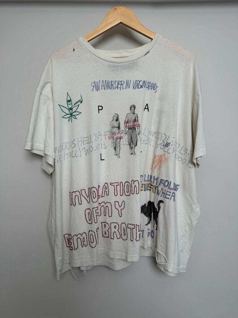 New Paly Virgin Islands Cream Rhinestone Tee size XL