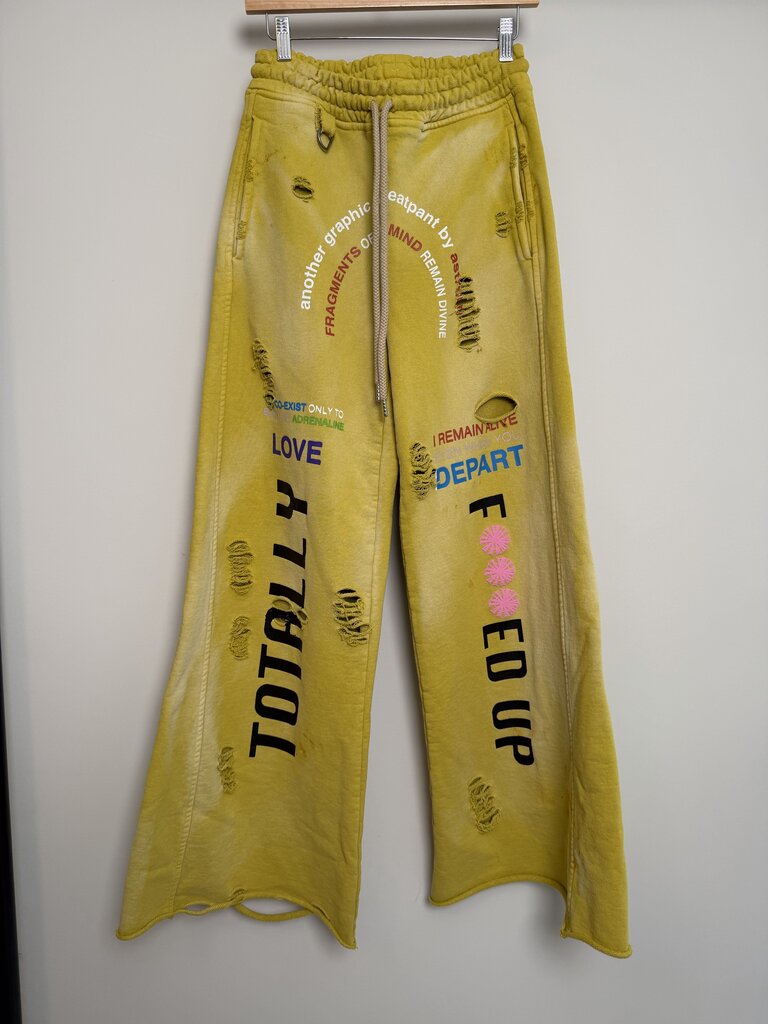 New Astrum Yellow Totally Fucked Up Yellow Sweatpants size S