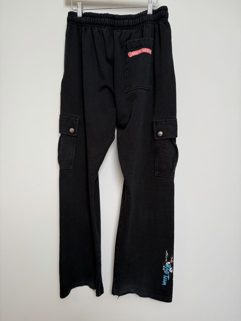 Preowned Chrome Heart Matty Cargo Stay Fast Black Sweatpants size XL