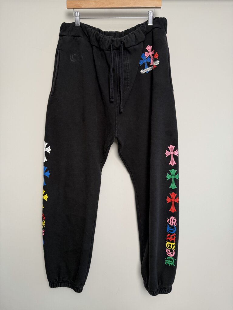 Preowned Chrome Heart Multi Logo Multi Color Cross Sweatpants size XL