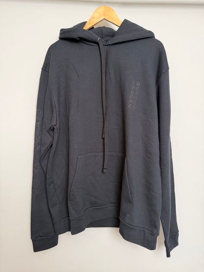 New Chrome Heart Black Black Vertical Logo Miami Hoodie size L
