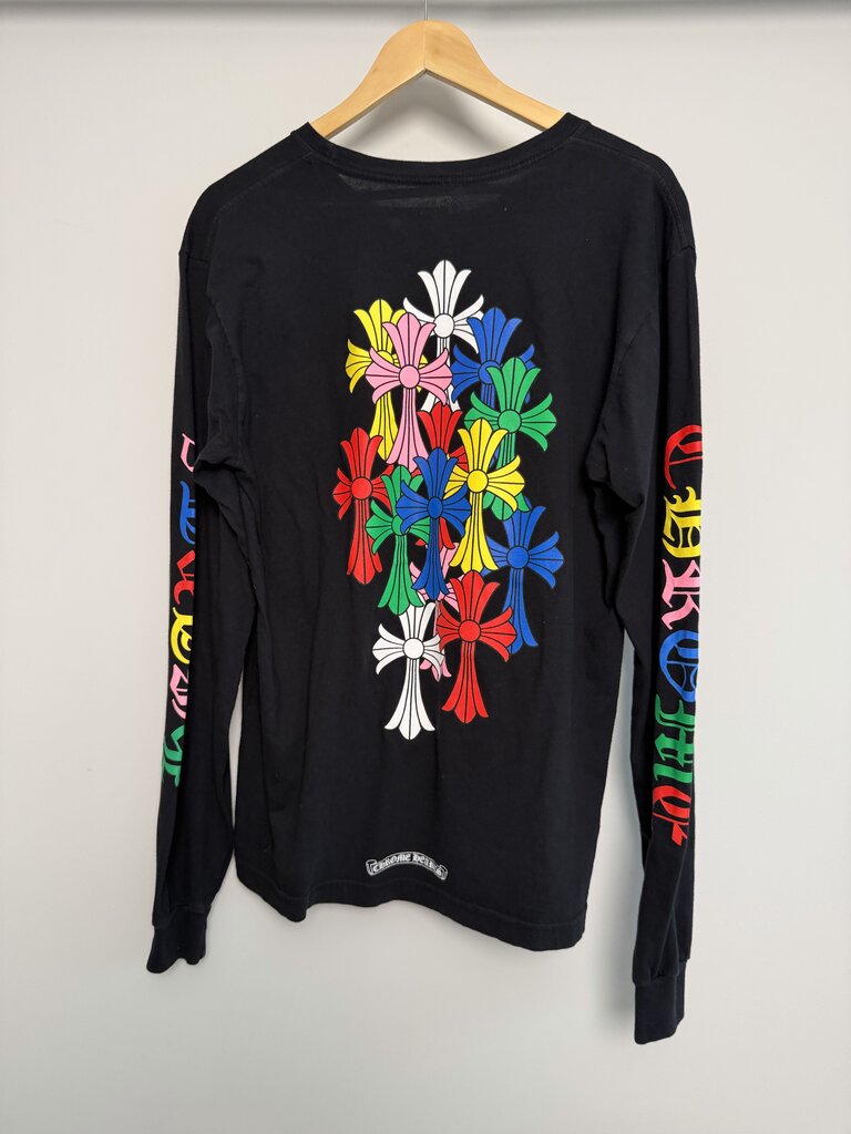 Preowned Chrome Heart Multi Logo Multi Color Cross Pocket Black L/S size L