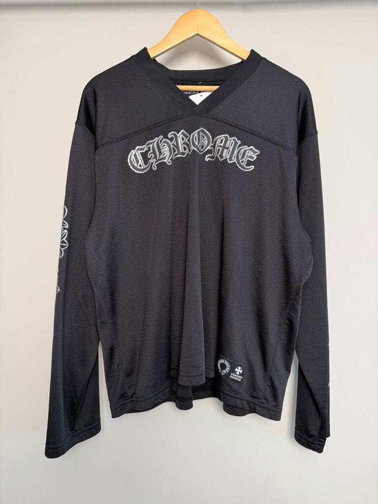 Preowned Chrome Heart Black Silver Mesh Jersey size L