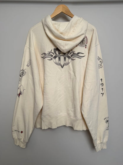 New Balenciaga Cream Tattoo 1917 Zip Hoodie size S(Fits XL)