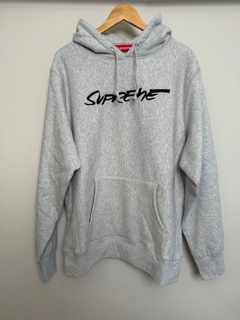 New Supreme Grey Black Future Logo Hoodie size L