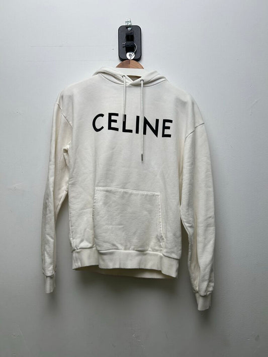 Preowned Celine White Black Spellout Hoodie Sz.XS