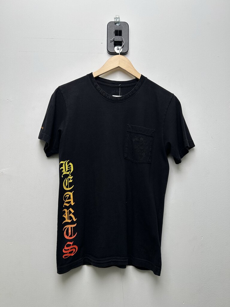 Preowned Chrome Hearts Black Gradient Neck Logo Scroll Tee Size Small