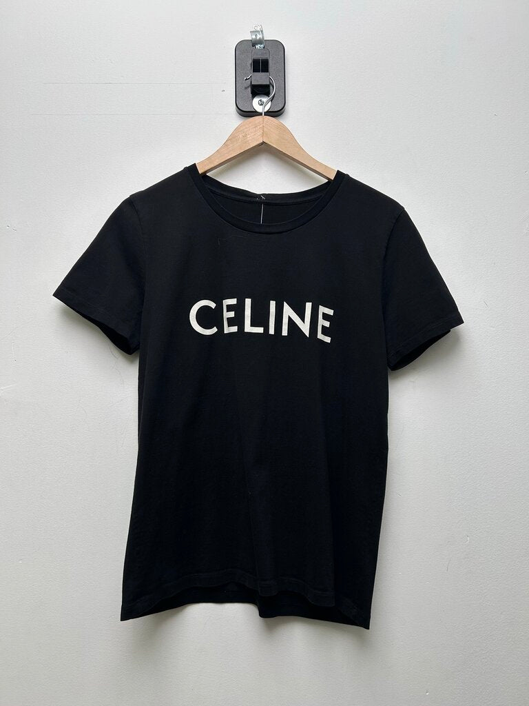Preowned Celine Black Classic Logo Tee Size Large