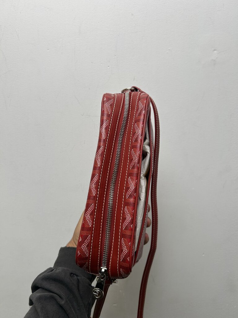 Preowned Goyard Red Cap Vert Goyardine Side Bag
