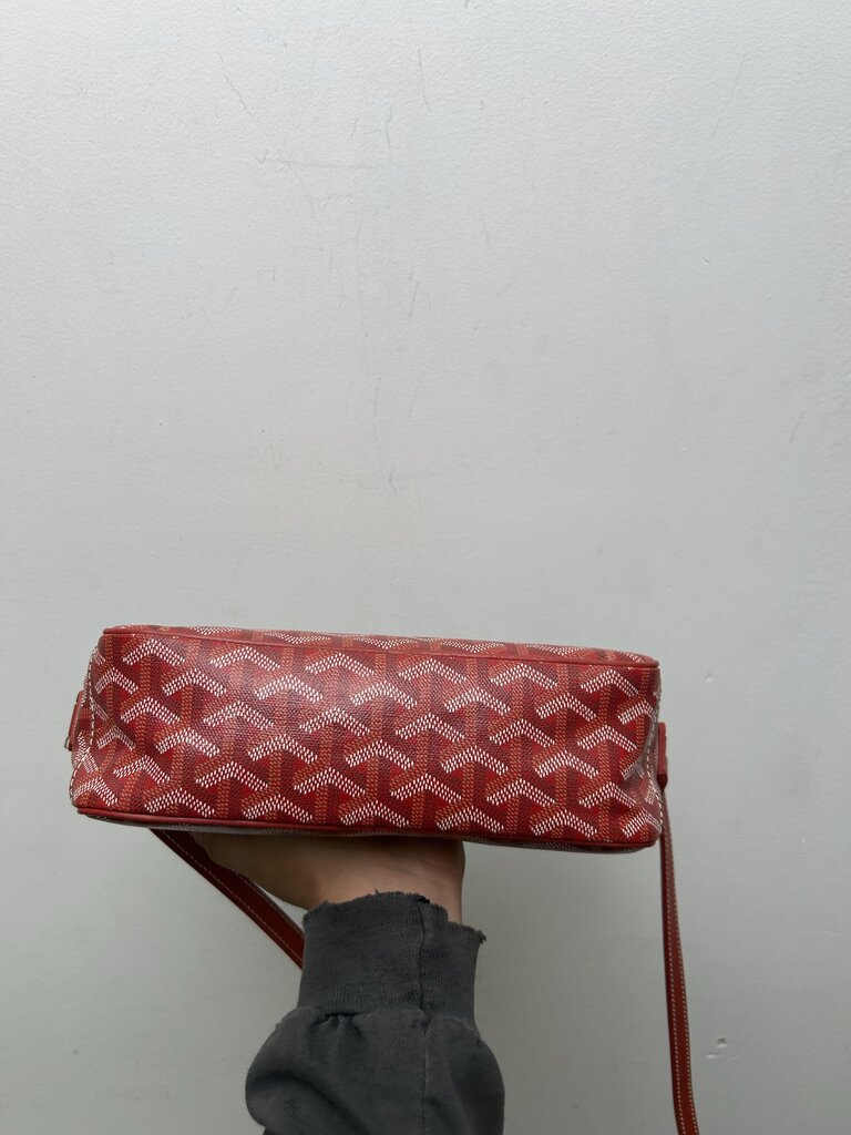 Preowned Goyard Red Cap Vert Goyardine Side Bag