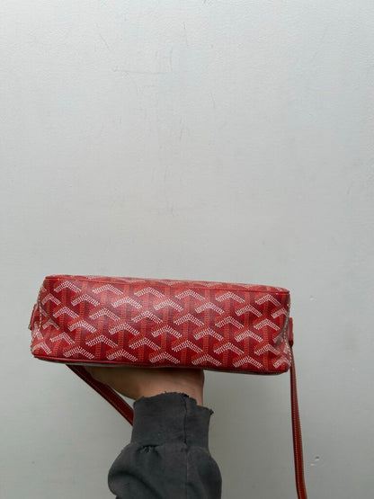 Preowned Goyard Red Cap Vert Goyardine Side Bag
