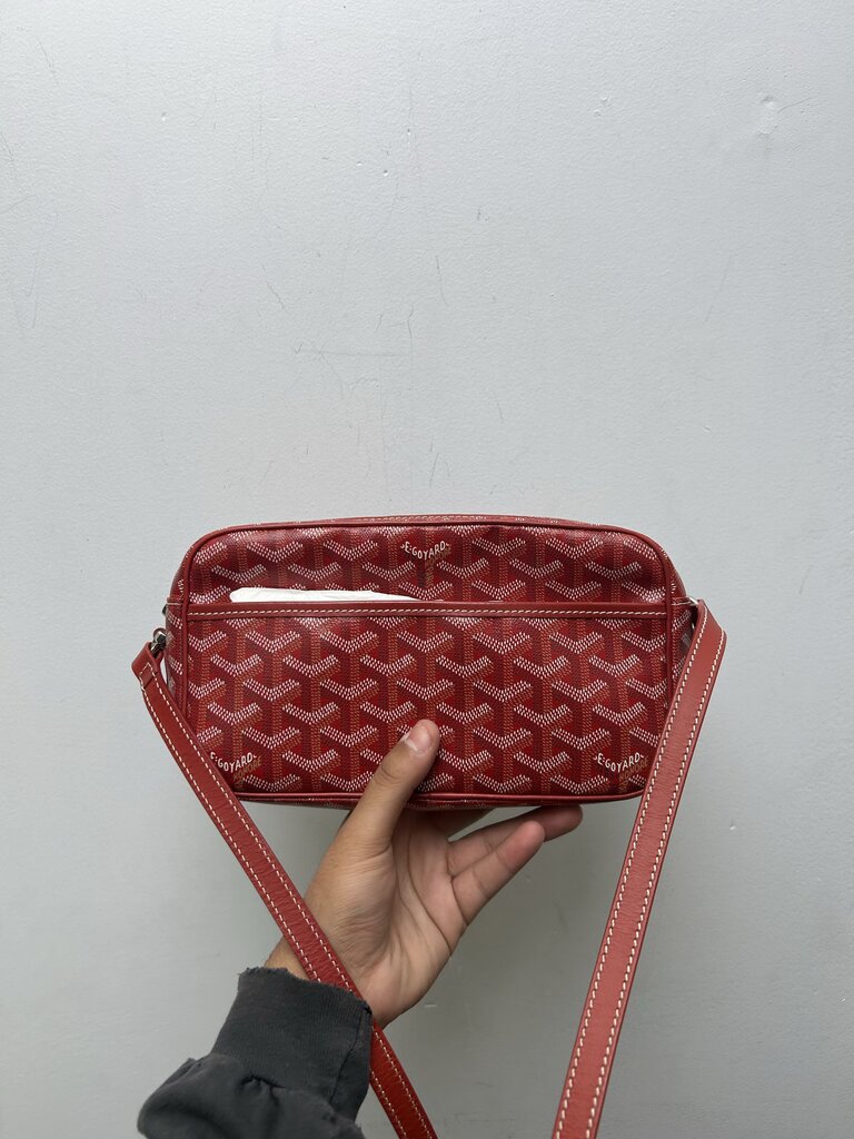 Preowned Goyard Red Cap Vert Goyardine Side Bag