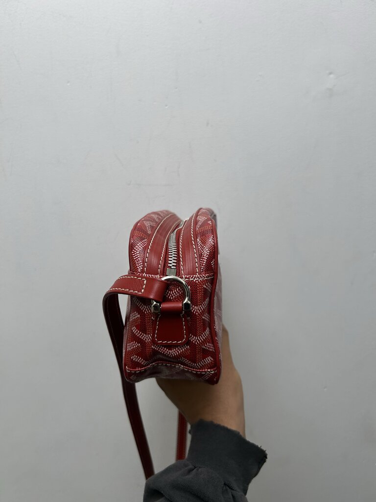 Preowned Goyard Red Cap Vert Goyardine Side Bag
