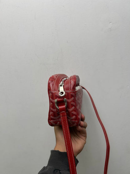 Preowned Goyard Red Cap Vert Goyardine Side Bag
