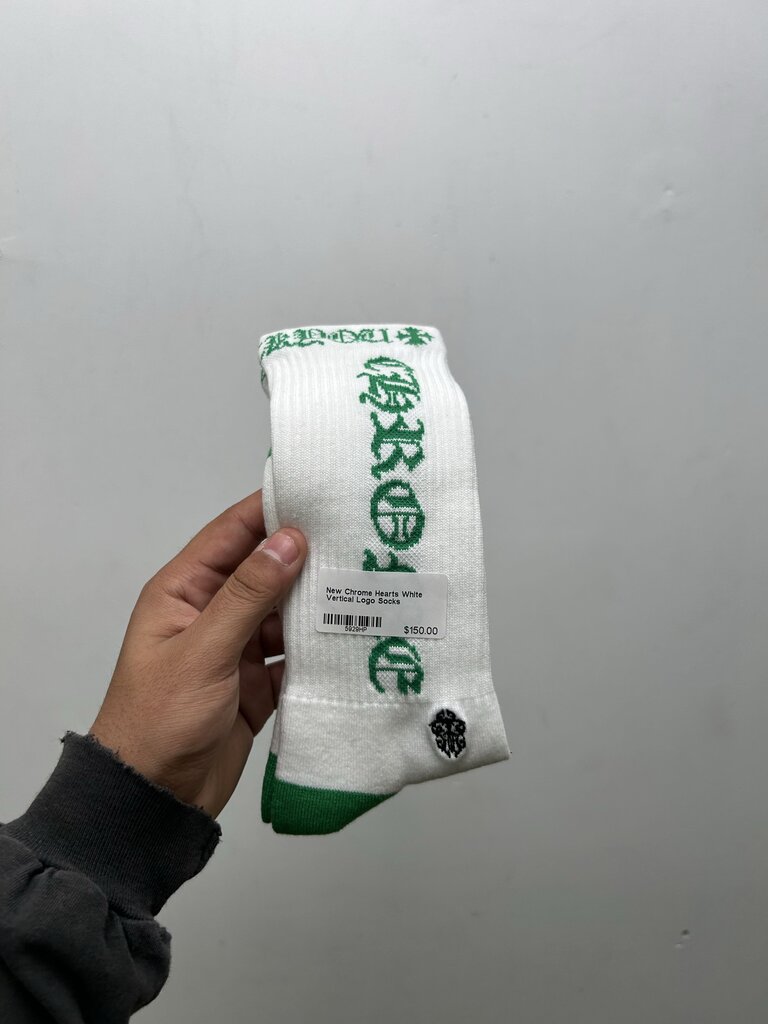 New Chrome Hearts White Vertical Logo Socks