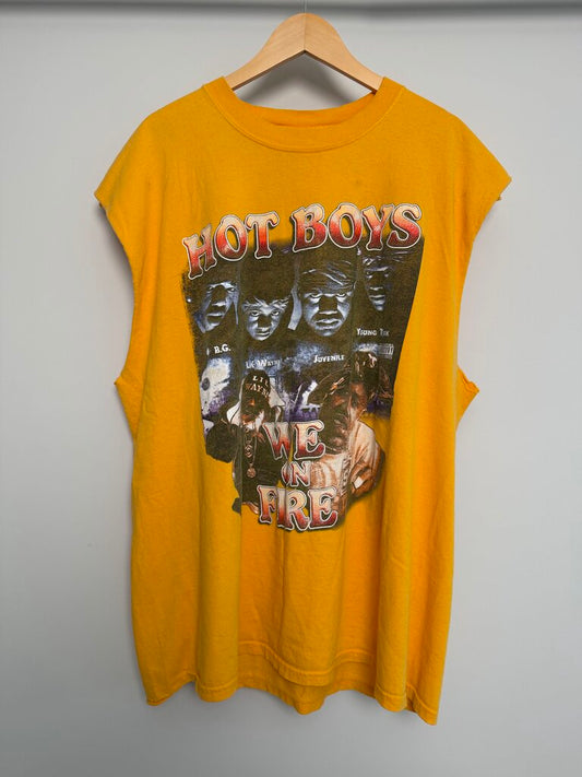 Vintage Hot Boys Rap Tee Yellow Cut Off size 2XL
