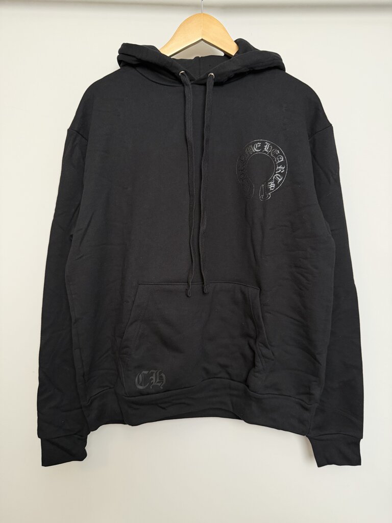 New Chrome Heart Black Black Floral Horseshoe Logo Hoodie size S