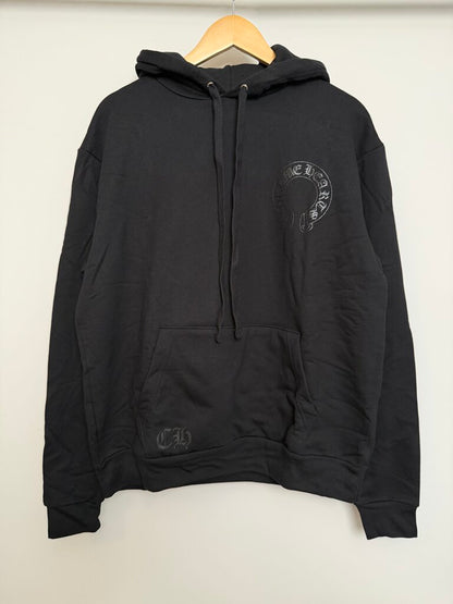 New Chrome Heart Black Black Floral Horseshoe Logo Hoodie size S