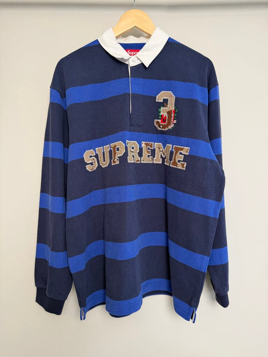 New Supreme Navy Striped Rugby Polo Sz. L