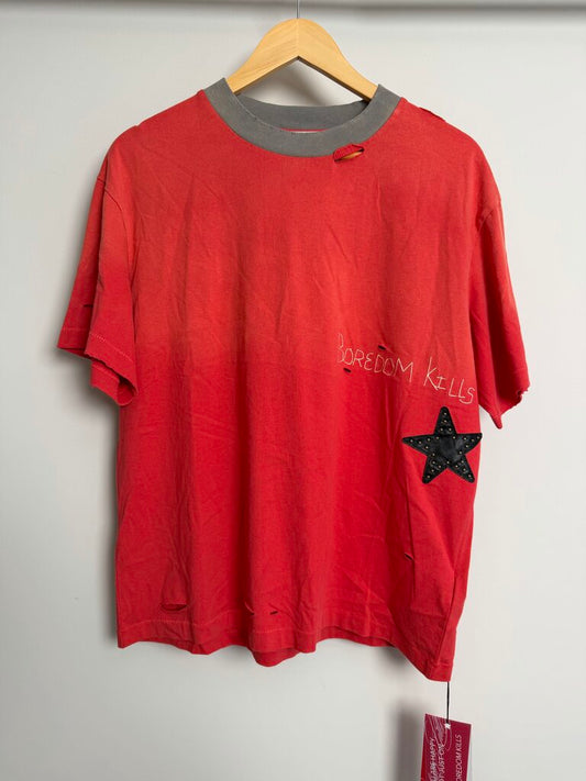 New Boredom Kills Ringer Red Sundyed Tee size M