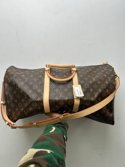 New Louis Vuitton Brown Monogram Tan 55 Duffle Keepall
