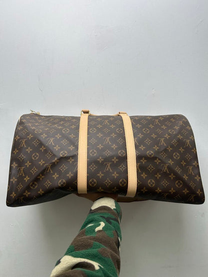 New Louis Vuitton Brown Monogram Tan 55 Duffle Keepall