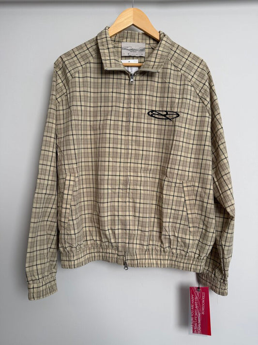 New Boredom Kills Tan Plaid Tracksuit Top Sz. XL
