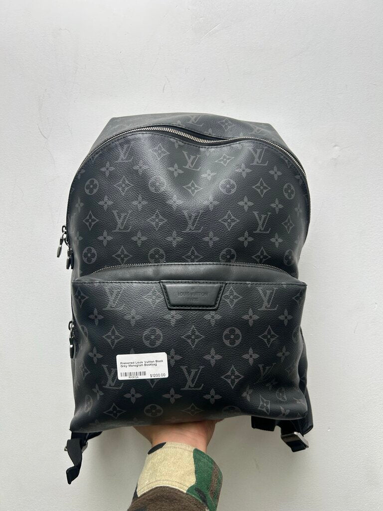 Preowned Louis Vuitton Black Grey Monogram Bookbag