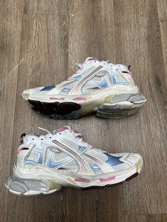 Preowned Balenciaga White Burgundy Blue Pink Runner sz.43
