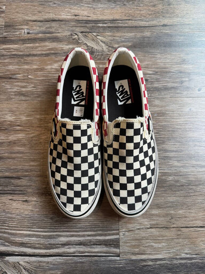 New Vans Slip On 98 Checkerboard Black/Red Size 9.5