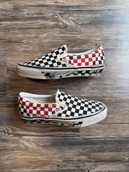 New Vans Slip On 98 Checkerboard Black/Red Size 8
