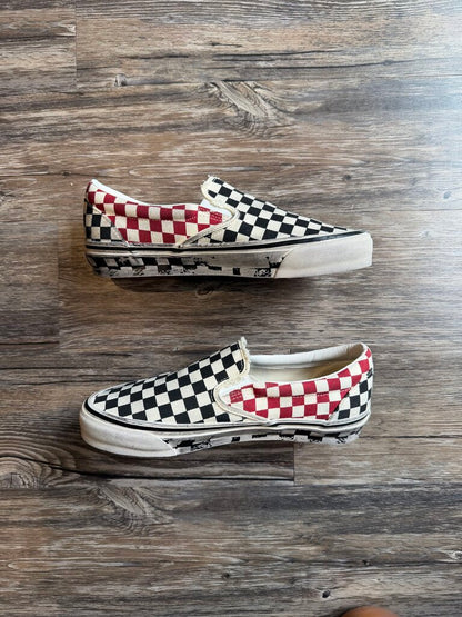 New Vans Slip On 98 Checkerboard Black/Red Size 8
