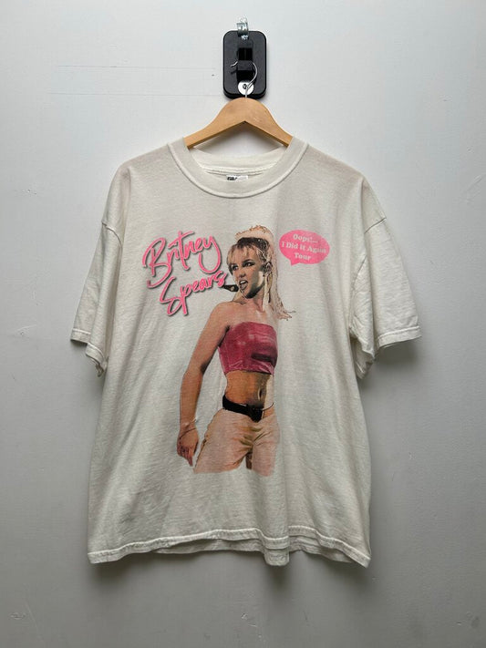Vintage Britney 2000 White Pink Oops Tour Tee Sz.XL
