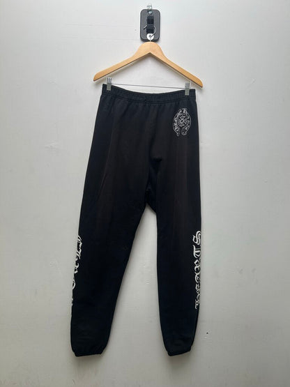 Preowned Chrome Hearts Vintage Black White Scroll Spellout Sweatpants Sz.Large