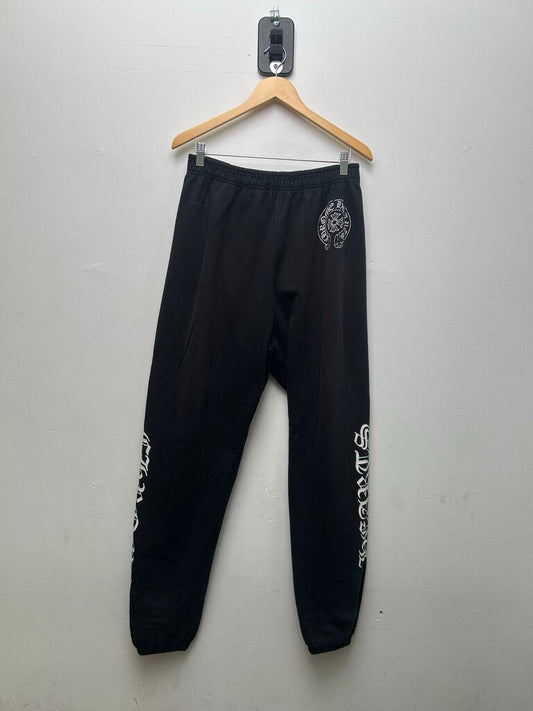 Preowned Chrome Hearts Vintage Black White Scroll Spellout Sweatpants Sz.Large