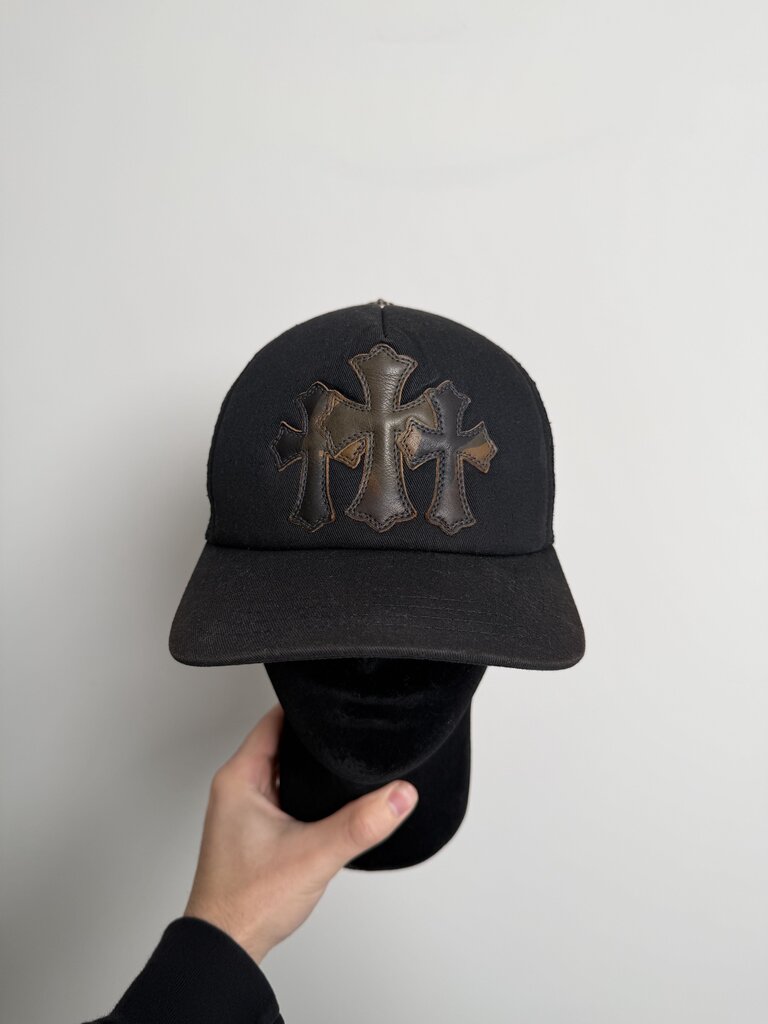 Preowned Chrome Heart Cemetery Camo Logo Trucker