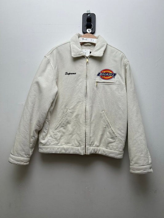 Preowned Supreme Dickies White Work Jacket Sz.Medium