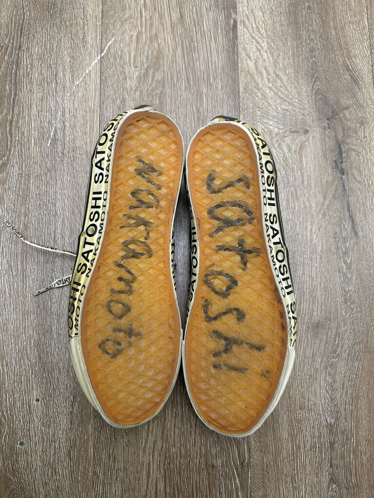 Preowned Satoshi Nakamoto Vans (Cut) Size 8.5
