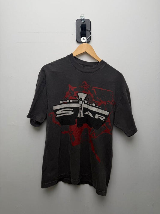 Preowned Hellstar Grey Red Cross Tee Size Medium