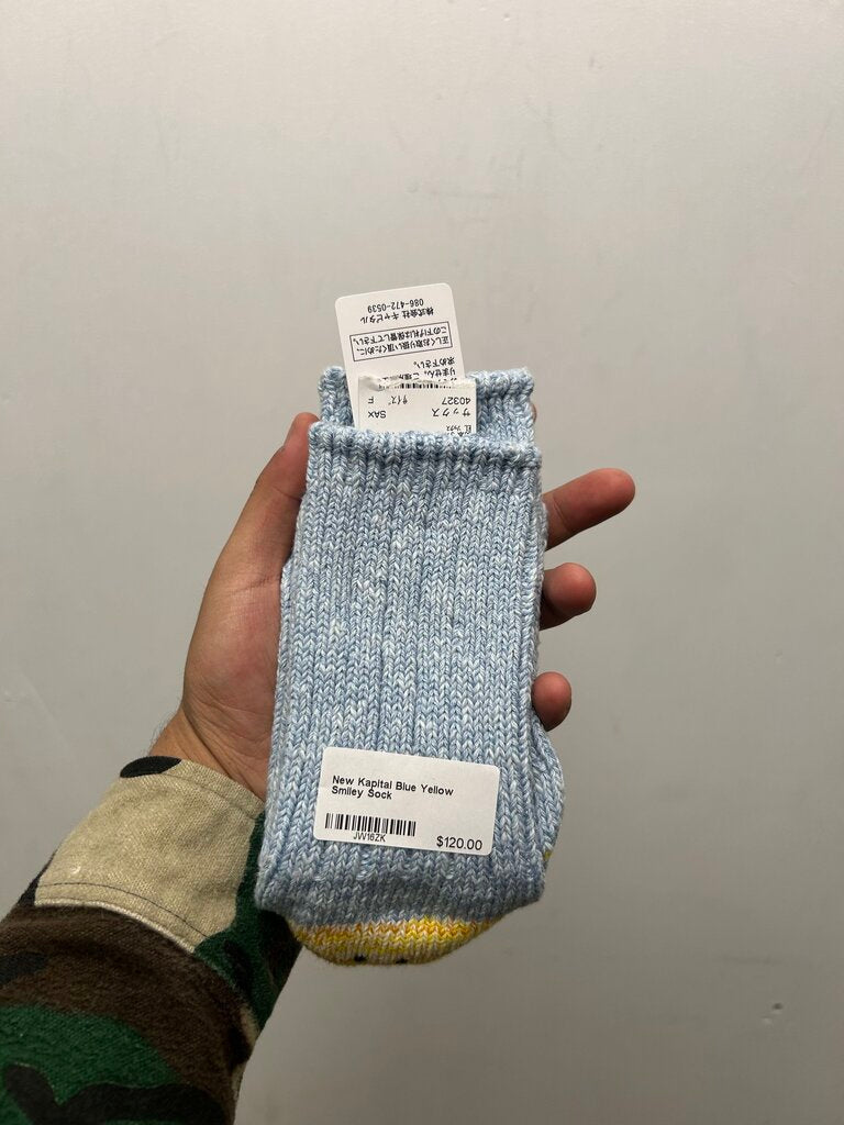 New Kapital Blue Yellow Smiley Sock
