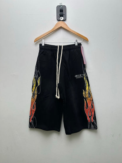 New Boredom Kills Up In Flames Black 3/4 Shorts Sz.XL