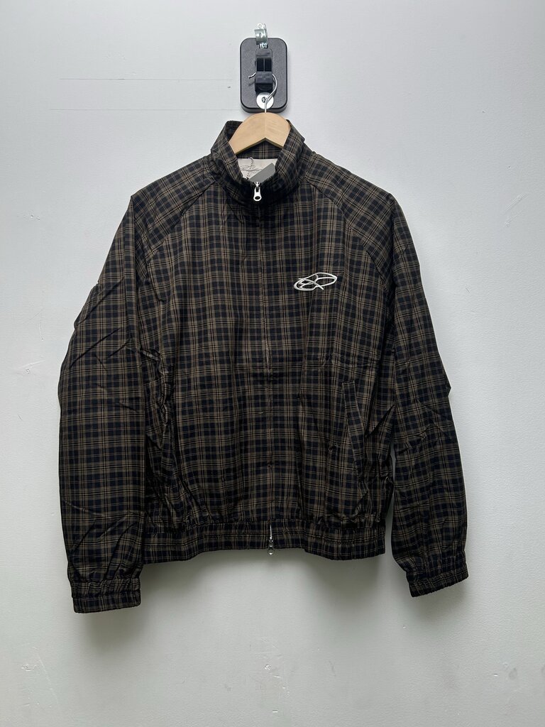 New Boredom Kills Black Brown Plaid Track Jacket sz.L
