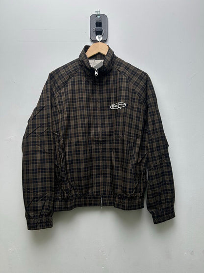 New Boredom Kills Black Brown Plaid Track Jacket sz.L